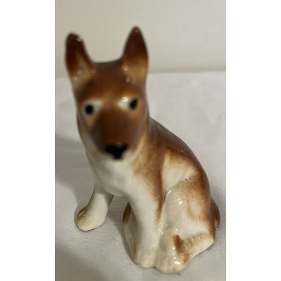 Vintage Ceramic German Shepard DOG Figurine 3 3/4" Japan Brown Shepard Dog - Picture 5 of 5